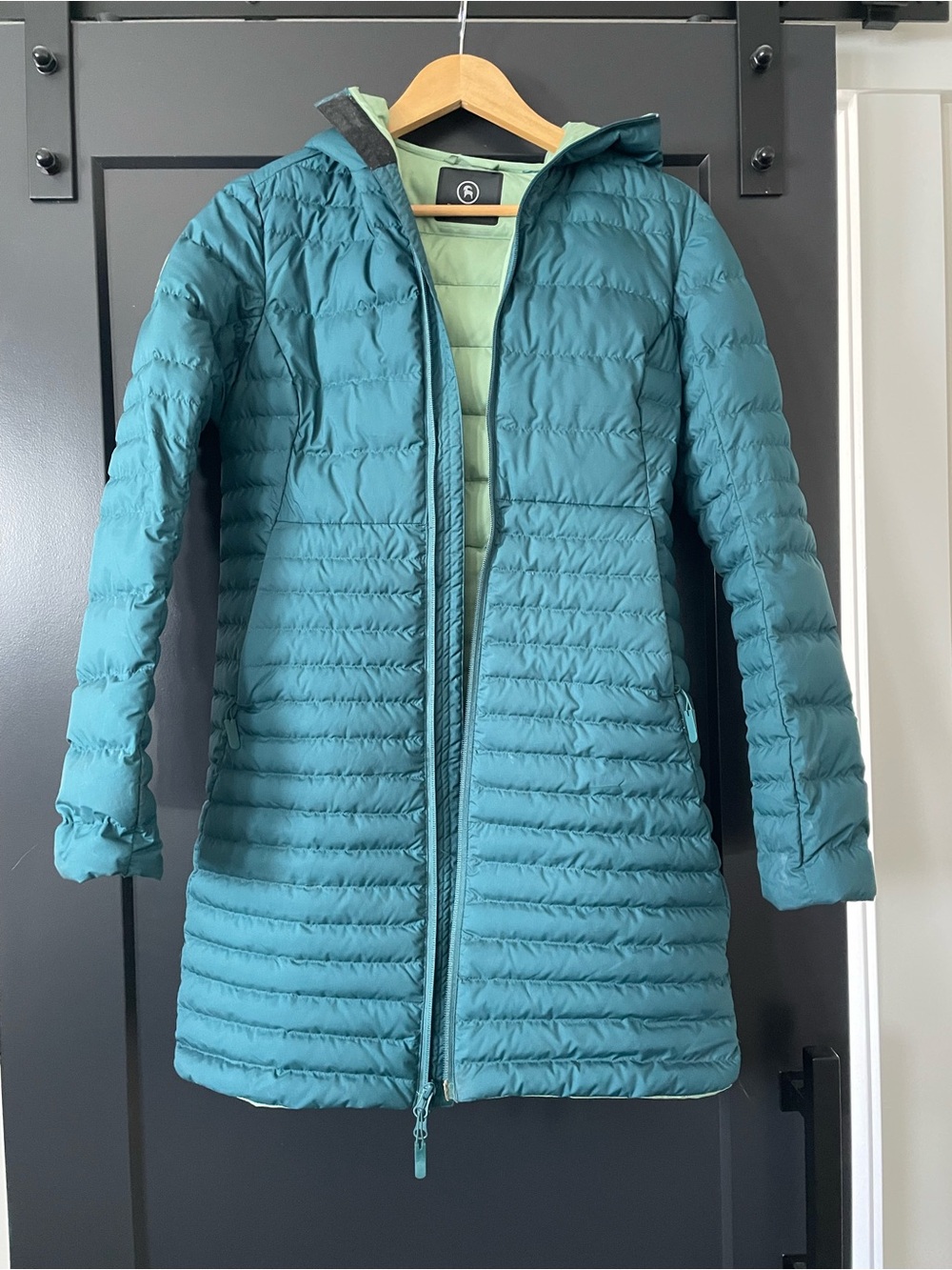 Girls Teal Hooded Packable Puffer Coat